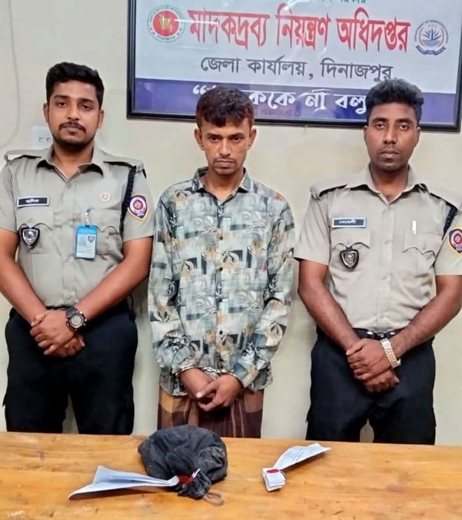 দিনাজপুরে মাদকবিরোধী ডিএনসির অভিযানে ইয়াবাসহ আটক ১